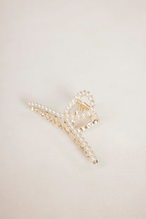 קליפס לשיער פנינים - גדול-זהב מט
