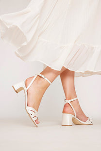 סנדלי עקב - Karina 1-קרם לבן