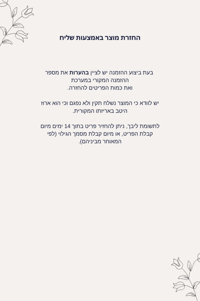 החזרה באמצעות שליח (800 X 800 Px) (600 X 800 Px)