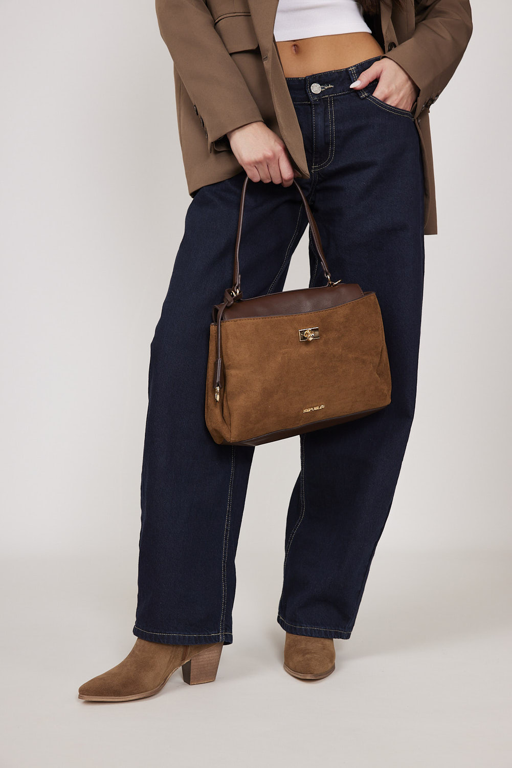 תיק צד ג'יזל חום